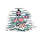 sinking ship lighthouse tattoo design idea