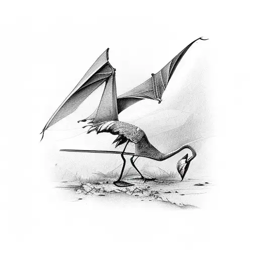 crane bat  tattoo design idea