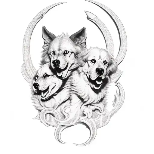cerberus with three heads tattoo design idea