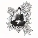 A funky psychedelic design incorporating elements of meditation tattoo design idea