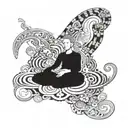 A funky psychedelic design incorporating elements of meditation tattoo design idea