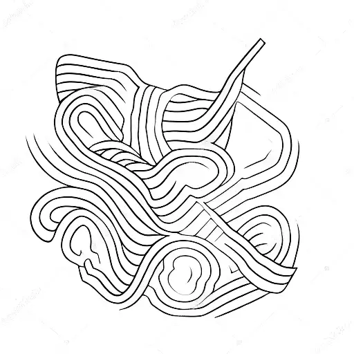 simple line drawing of a dumbbell, where one end smoothly transforms into a winding road tattoo design idea