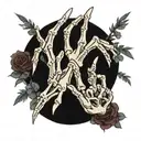 skeleton hands reaching for each other tattoo design idea