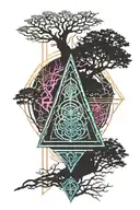 yggdrasil tree and gungnir spear in it tattoo design idea