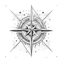 upper half 3D compass with airplane integrated tattoo design idea