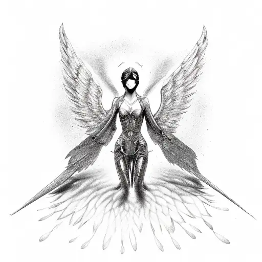 A fallen angel with wings made of welding sparks tattoo design idea