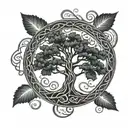 tree of life with celtic spiral merging tattoo design idea