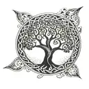 tree of life with celtic spiral merging tattoo design idea