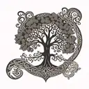 tree of life with celtic spiral merging tattoo design idea
