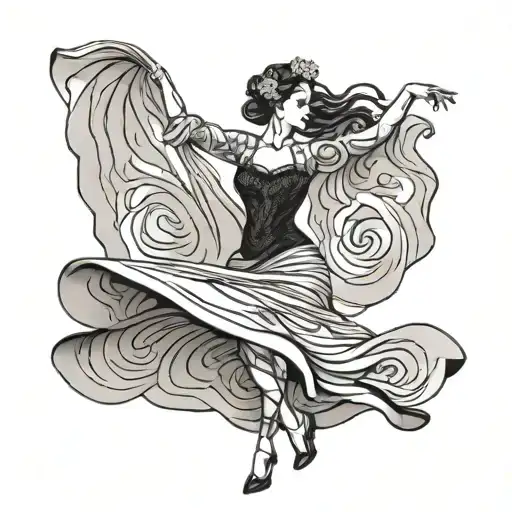 Flamenco dancer gracefully twirling tattoo design idea