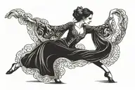 Flamenco dancer gracefully moving tattoo design idea