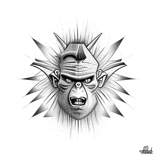 weird troll tattoo design idea