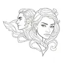 rhysand and feyre from acotar tattoo design idea