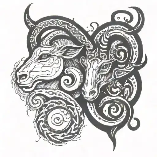 fusion of the Capricorn and Taurus symbols depicting love between two people tattoo design idea