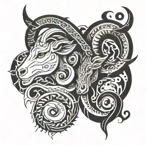 fusion of the Capricorn and Taurus symbols depicting love between two people tattoo design idea