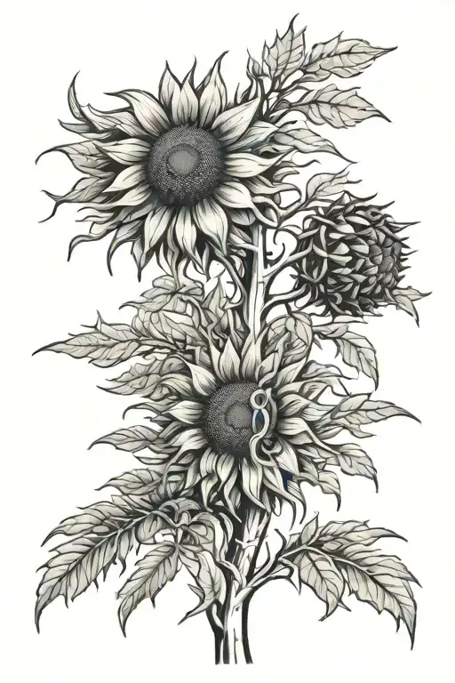 sunflower pine trees tribal tattoo tattoo design idea