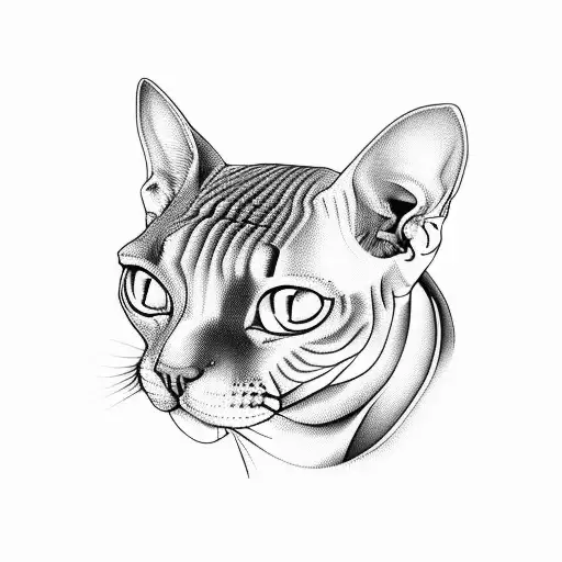 Sphynx cat in patterns tattoo design idea