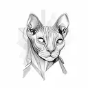 Sphynx cat in patterns tattoo design idea
