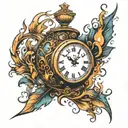 a unique clock burning tattoo design idea