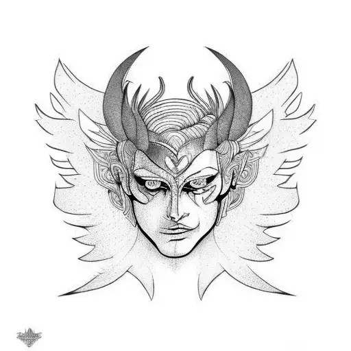 half angel half devil showing conflicting personality  tattoo design idea