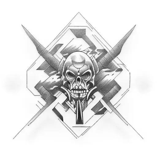 Combine the elements of heavy metal and bodybuilding in a tattoo design tattoo design idea