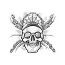 Skull with spider like features tattoo design idea