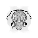 Skull with spider like features tattoo design idea