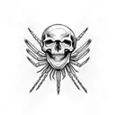 Skull with a spider crawling out its eye tattoo design idea