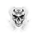 Skull with a spider crawling out its eye tattoo design idea