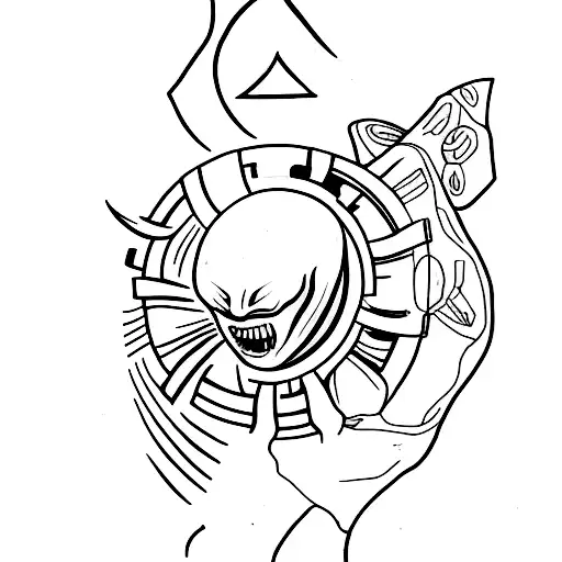 A minimalist tattoo of an alien doing a jiu jitsu submission hold tattoo design idea