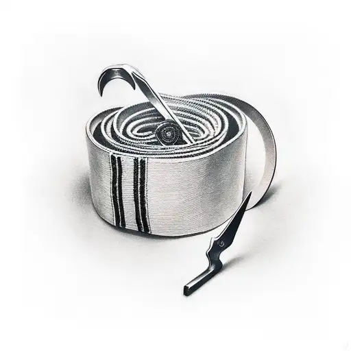 A tattoo of a Jiu jitsu belt tied around a carpenter's tool tattoo design idea