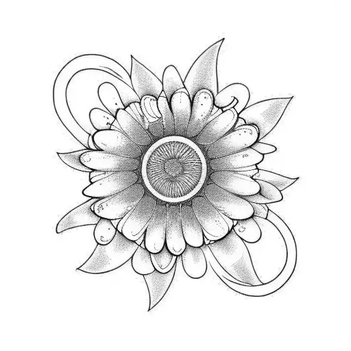fibonacci sequence combination with daisys  tattoo design idea