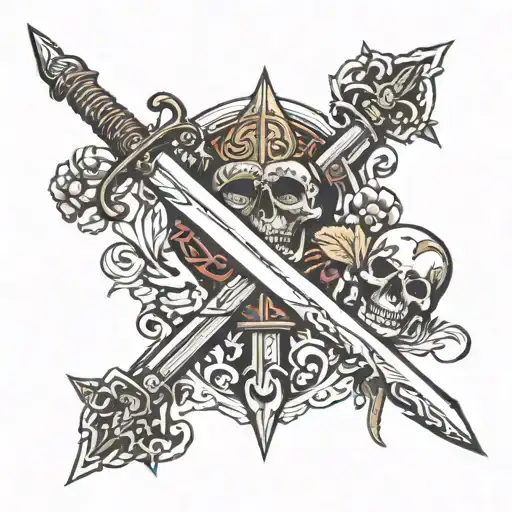 Medieval, sword, memento mori, carpe diem tattoo design idea
