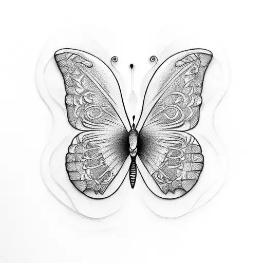 3d butterfly sitting on the work Agapè tattoo design idea