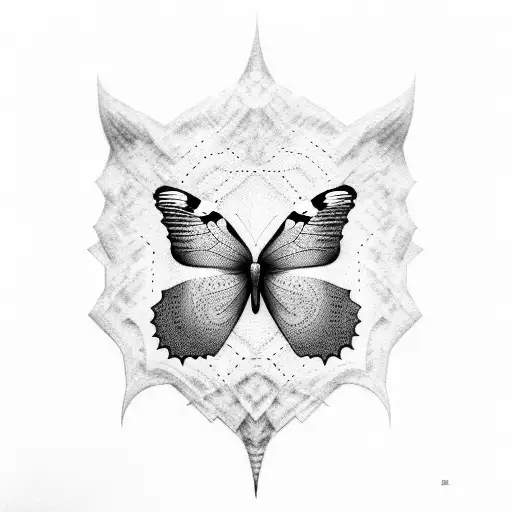 3d butterfly sitting on the word Agapè tattoo design idea