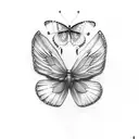 3d butterfly sitting on the word Agapè tattoo design idea