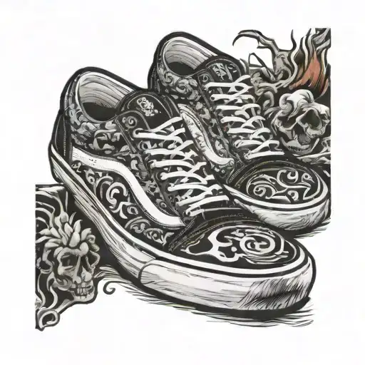 Neo Traditional Careless Vans Sneakers In Homage To The. Tattoo Idea BlackInk AI