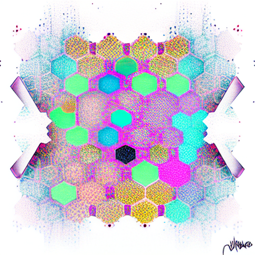 colourful universe in a honeycomb pattern tattoo design idea