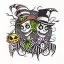 Beetlejuice nightmare before christmas tattoo design idea