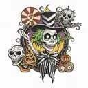 Beetlejuice nightmare before christmas tattoo design idea