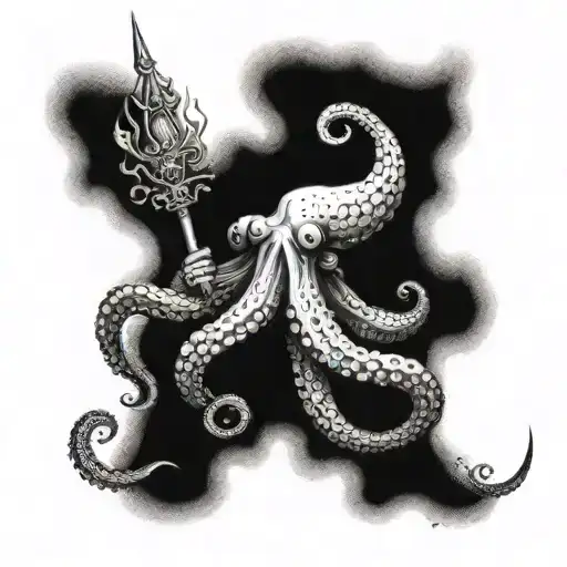 poseidon octopus spear tattoo design idea