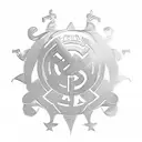  uefa champions league trophy with real madrid logo tattoo design idea