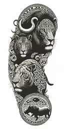 all seeing eye In the name of the father and the son of the holy spirit Lion Elephant Rhino Leapord African buffalo contain tattoo design idea