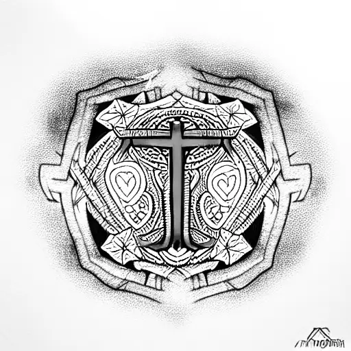 pink and red ankh  tattoo design idea