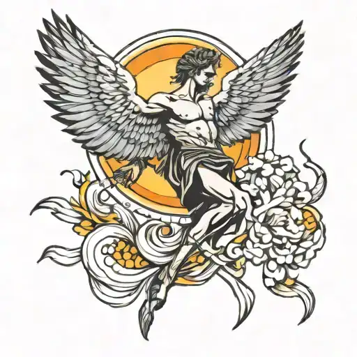 A falling Icarus reaching for the sun tattoo design idea