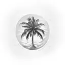 palm tree with ocean tattoo design idea