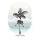 palm tree with ocean tattoo design idea