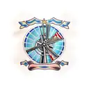 Windmill with a Scottish tartan pattern tattoo design idea