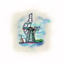 Windmill with a Scottish tartan pattern tattoo design idea