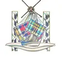Windmill with a Scottish tartan pattern tattoo design idea